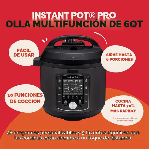 Vista 2 de Instant Pot Pro olla eléctrica a presión 10 en 1, olla de cocción lenta, para cocinar arroz y cereales, para saltear alimentos, vaporera, cocción al