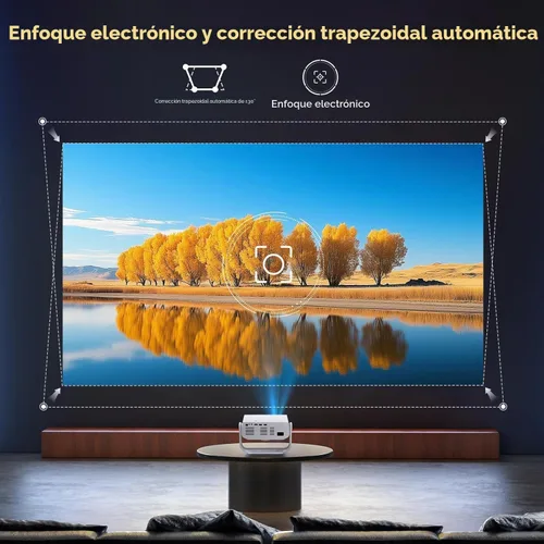 Vista 6 de Proyector con WiFi y Bluetooth, más de 1000 aplicaciones instaladas, enfoque electrónico y Keystone automático, zoom, nativo 1080P 650 ANSI