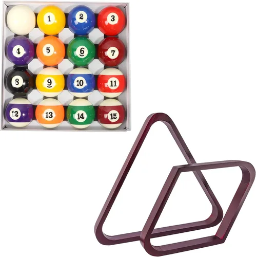 Vista 14 de GSE 2-1/4" Standard Pool Balls Set with Solid Wood Billiard Ball Racks Set Bolas de estilo mármol oscuro