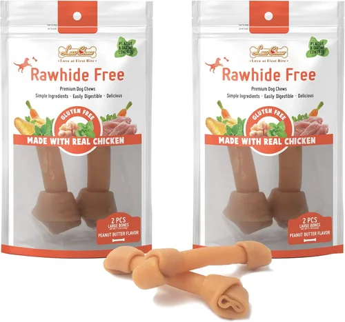 Vista 9 de LuvChew Trata de perro de hilo dental triple libre de cuero crudo 15 unids/bolsa