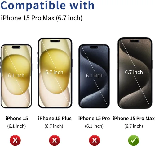 Vista 2 de ACANDYA Funda protectora transparente para iPhone 15 Pro Max con tarjetero de crédito, protección resistente, a prueba de golpes, antiarañazos