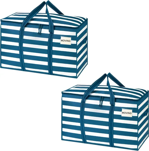 Vista 50 de VENO - Paquete de mudanzas, cajas de almacenamiento para embalaje universitario con tapas alternativas, para dormitorio, extragrande, asas