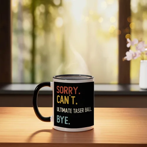 Vista 3 de Sorry Can't Ultimate Taser Bye Shirts Ultimate Taser Lovers Ceramic Mug, Black/White