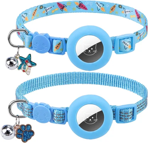 Vista 31 de PUPTECK Airtag - Collar de gato ajustable con campanas, collar de gatito ajustable para niñas y niños pequeños, cachorro, conejito, bonito accesorio