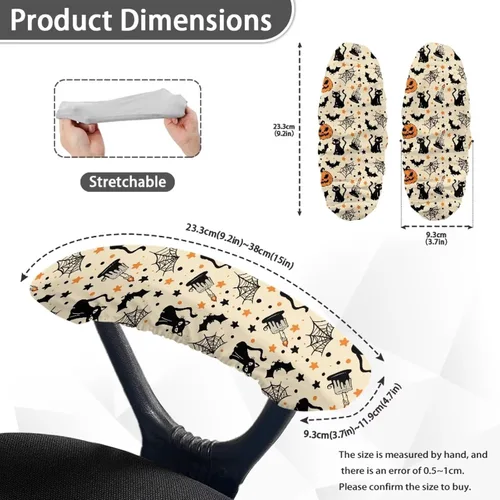 Vista 3 de Fundas para reposabrazos de silla de escritorio con estampado de estrellas de gato, 2 fundas elásticas para reposabrazos de silla de oficina, a