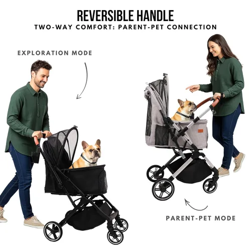 Vista 3 de Bicystar - Carriola para mascotas para perros pequeños y medianos, gatos, hasta 45 libras, de viaje ligera, plegable, todo terreno, 4 ruedas