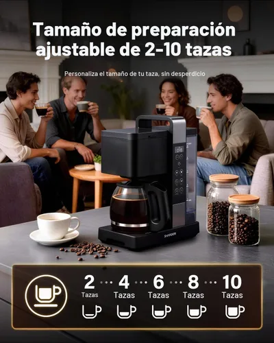 Vista 3 de SHARDOR Cafetera de goteo programable de 10 tazas, pantalla LED, memoria