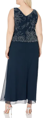 Vista 4 de J Kara Vestido de chaqueta con cuentas de talla grande para mujer