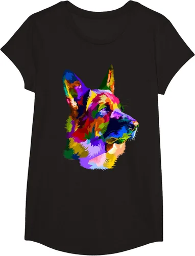 Vista 3 de Camiseta con retrato de pastor alemán para dueños de perros, Negro, S