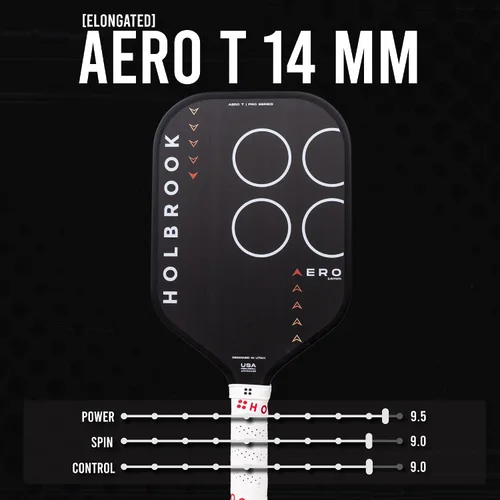 Vista 5 de Holbrook Paleta de pickleball sin bordes de la serie Aero: Aprobado por USAPA, superficie de fibra de carbono, núcleo de polipropileno de espuma