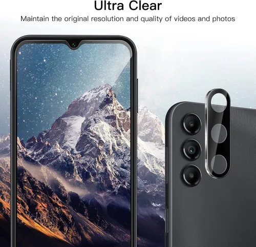 Vista 4 de JETech Protector de pantalla para Samsung Galaxy A14 4G / 5G de 6.6 pulgadas con protector de lente de cámara, película de vidrio templado