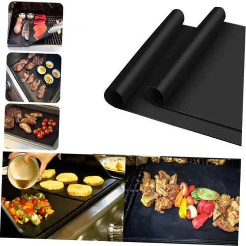 Vista 6 de Juego de 4 piezas para barbacoa Esterillas de barbacoa Estera de barbacoa Estera de barbacoa Estera de parrilla mate antiadherente Hoja de parrilla