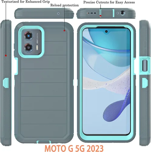 Vista 2 de Funda para Moto G 5G 2023 (sin protector de pantalla) con funda duradera de 3 capas a prueba de caídas, a prueba de golpes, funda de goma sólida