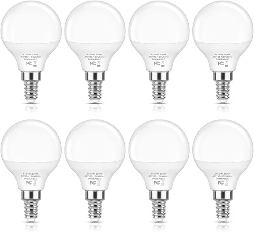 Vista 12 de Brightever Bombillas LED A15 E12 de 6 W regulables, equivalente a 60 W 2700K blanco cálido