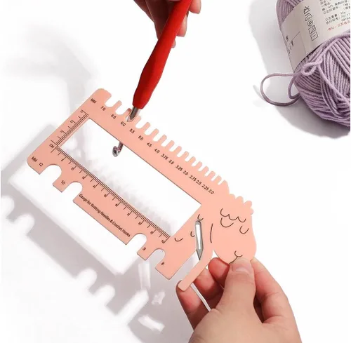 Vista 3 de Yarn Ave Agujas de tejer tamaño calibre gancho de ganchillo regla de medida DIY accesorios de tejer (lila)