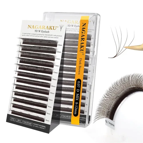 Vista 311 de NAGARAKU Extensiones de pestañas prefabricadas en abanico 3D W 0.05 C 0.315 0.05-C 3D W