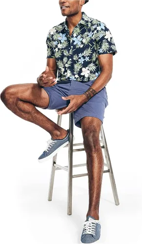 Vista 4 de Nautica Camisa de manga corta de lino con estampado sostenible para hombre