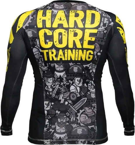 Vista 2 de Hardcore Training Doodles - Camiseta de compresión para hombre, manga larga, MMA No-Gi Tight BJJ Grappling Base Layer Fitness Multicolor