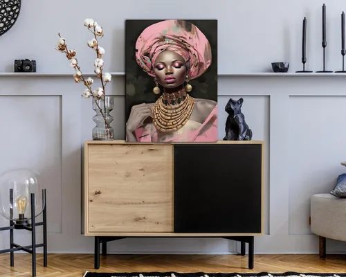 Vista 188 de Arte de pared afroamericano, decoración de rey y reina bailarín negro para sala de estar, arte de pareja de amor negro para dormitorio, lienzo