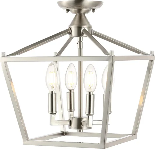 Vista 10 de JONATHAN Y Plains JYL7610H - Farol semiempotrado de hierro con 4 luces de 12 pulgadas, diseño de pagoda de marco abierto moderno de granja con jaula