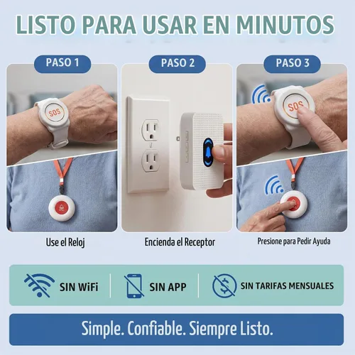 Vista 7 de Daytech Botón de llamada inalámbrico del localizador del cuidador para ancianos en el hogar Sistemas de alerta de vida para personas mayores
