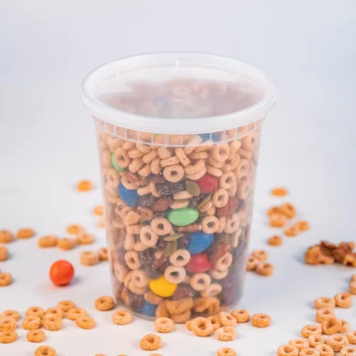 Vista 4 de EDI [32 onzas, 20 juegos] Contenedores de plástico deli para almacenamiento de alimentos con tapas herméticas Apto para microondas, congelador