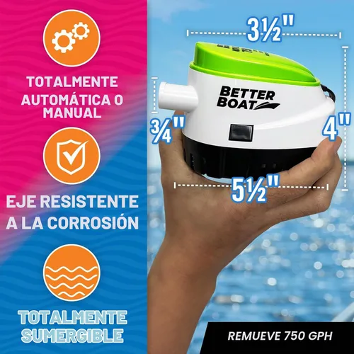 Vista 4 de Bomba de sentina automática 750 GPH 12V con interruptor de flotador incorporado, 3/4 pulgadas