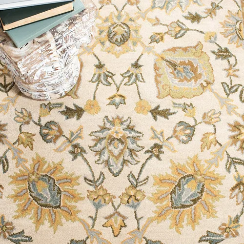 Vista 7 de SAFAVIEH Classic Collection - Alfombra decorativa de 2 x 3 pies, marfil y azul claro, hecho a mano, lana oriental tradicional, ideal para zonas