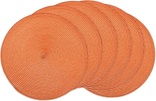 Vista 31 de AHHFSMEI Juego de 6 manteles individuales redondos trenzados de 15 pulgadas para mesas de comedor, tejido natural, resistentes al calor, color beige
