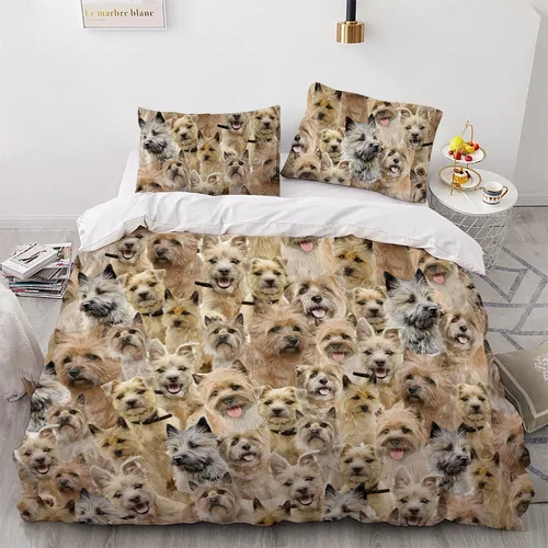 Vista 21 de Airedale Terrier - Juego de funda de edredón con estampado de cara de perro, juego de ropa de cama de 3 piezas, juego de funda de edredón suave