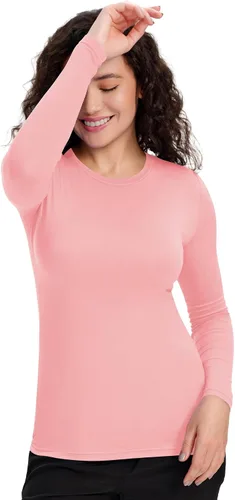 Vista 29 de COZYFIT Camisetas de Scrub de Manga Larga para Mujer - Camiseta Cómoda para Usar Debajo del Uniforme Blanco