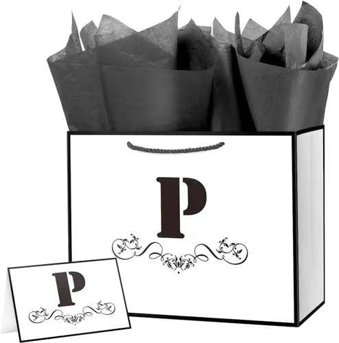 Vista 43 de ysmile Bolsa de regalo de letras con papel de envoltura para hombres, mujeres, niños y niñas, bolsa de papel grande de 16 pulgadas, color blanco