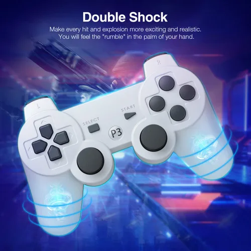 Vista 3 de Powerextra Controller Compatible with PS-3, Wireless 2 Pack High Performance Gaming Controller with Upgraded Joystick Double Vibration for PS-3