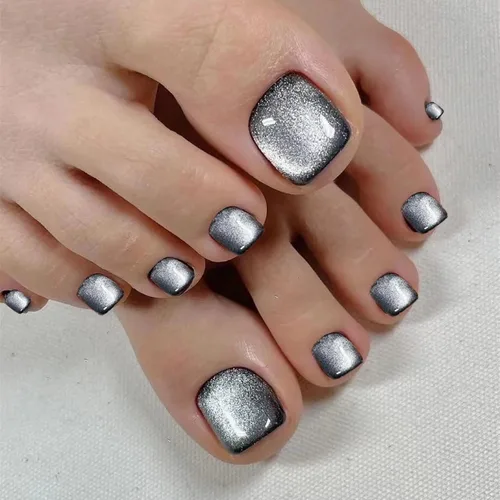 Vista 13 de MISUD Uñas a presión – Uñas adhesivas para los dedos con cromo plateado, uñas acrílicas con diseño de diamantes de imitación, 24 piezas