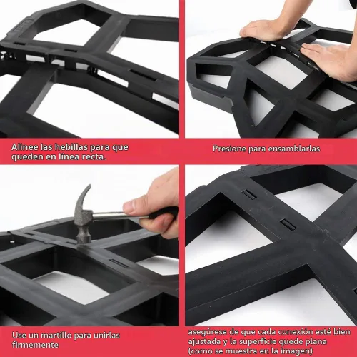 Vista 2 de Anothera Moldes reutilizables para caminos de hormigón de 17 x 17 x 1.6 pulgadas, moldeo de piedra Pathmate, pavimentadora de patio, césped, jardín