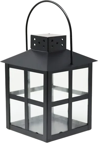 Vista 8 de Juego de 3 faroles decorativos cuadrados para velas, estilo carruaje (negro)