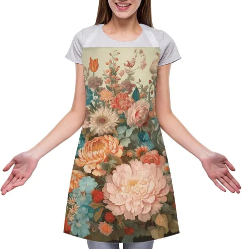 Vista 3 de MUSM Apron for Adults - 27.6 X 31.5 Inch, Heavy-Duty Polyester Aprons with Two Large Pockets, Waterproof Pastel Colors Kitchen Apron for Cooking