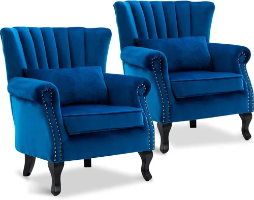 Vista 16 de Sillas de Brazo de Lectura Accent Sillas Midcentury Modernas Cómodas Silla de Sofá de Esquina, Silla de Club Wingback de Sala de Espera con Respaldo
