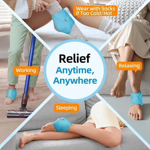 Vista 7 de Comfytemp Bolsa de hielo de tobillo para fascitis plantar, hinchazón, alivio del dolor de pies, paquetes de hielo de gel para lesiones Azul