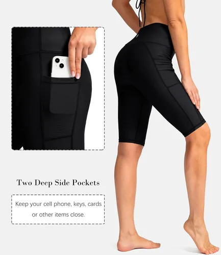 Vista 4 de SANTINY Pantalones cortos de natación de cintura alta de 812 pulgadas para mujer con bolsillos, UPF50+ pantalones cortos de natación largos