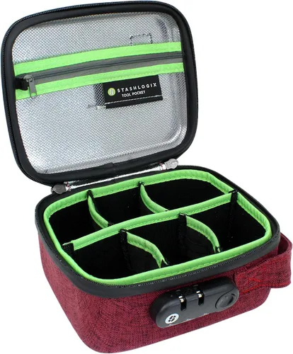 Vista 7 de STASHLOGIX Bolsa de control de olores con cerradura de combinación Bolsa de almacenamiento sin olor: The Silverton Naranja