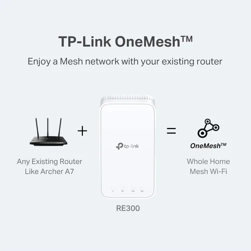 Vista 5 de TP-Link - Amplificador WiFi AC1200 (RE300), cubre hasta 1500 pies cuadrados y 25 dispositivos, hasta 1200 mbps, admite OneMesh, repetidor WiFi