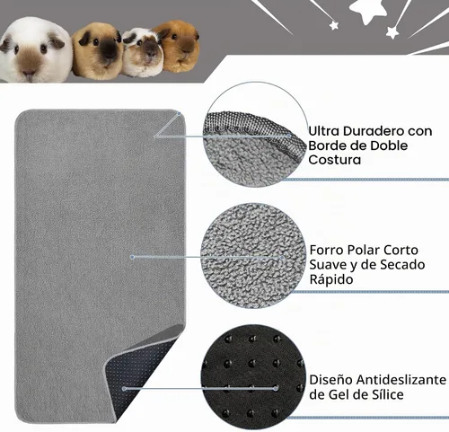 Vista 4 de Forro para jaula de conejillo de indias, paquete de 2 – Lavables, reutilizables, a prueba de fugas, almohadillas de cama de vellón para animales
