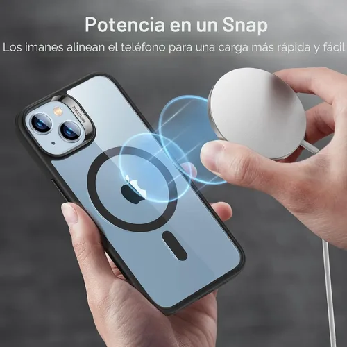 Vista 4 de ESR Classic Hybrid Funda magnética para iPhone 14/13, compatible con MagSafe, protección contra golpes de grado militar, resistente al amarilleo