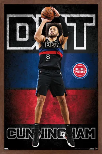 Vista 10 de Trends International NBA Detroit Pistons - Póster de pared de Cade Cunningham 23, 22.4 pulgadas de largo x 14.7 pulgadas, versión enmarcada