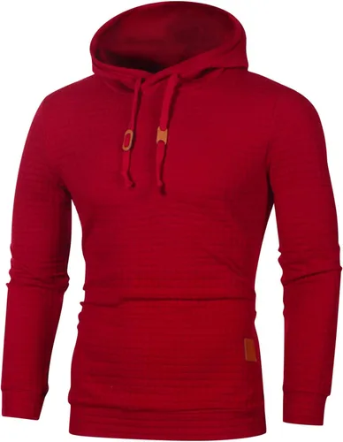 Vista 2 de Sudadera con capucha de algodón para hombre, ajuste holgado, secado rápido, manga larga, cómoda, con botones, de forro polar