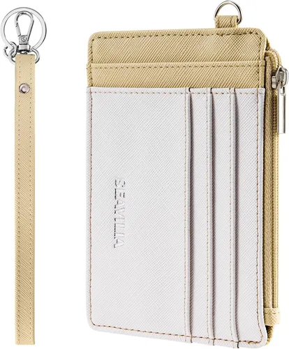 Vista 7 de SEAVILIA Billetera pequeña para mujer, delgada, llavero, carteras RFID para tarjetas de crédito con bolsillo con cremallera, ventana
