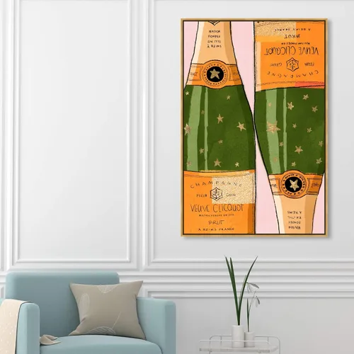 Vista 5 de Lienzo enmarcado para pared, diseño de bebidas y bebidas espirituosas, champán brillante