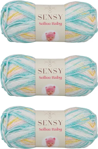 Vista 19 de Sensy Softee Hilo para Bebé, 3.5 oz, 275 yardas, Gauge 3 Light (Almendra)