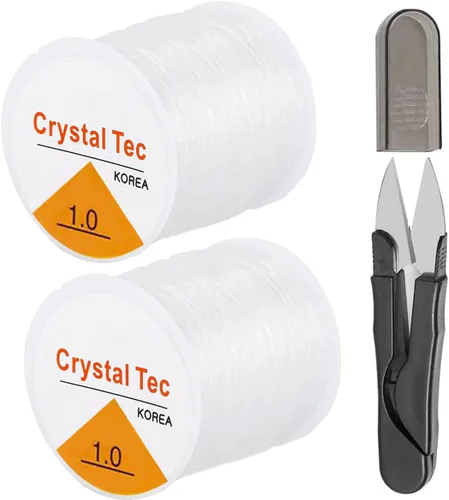 Vista 12 de Cuerda elástica de 0.020 in, cuerda elástica transparente para hacer pulseras, 131 yardas de hilo elástico transparente para cuentas de semillas